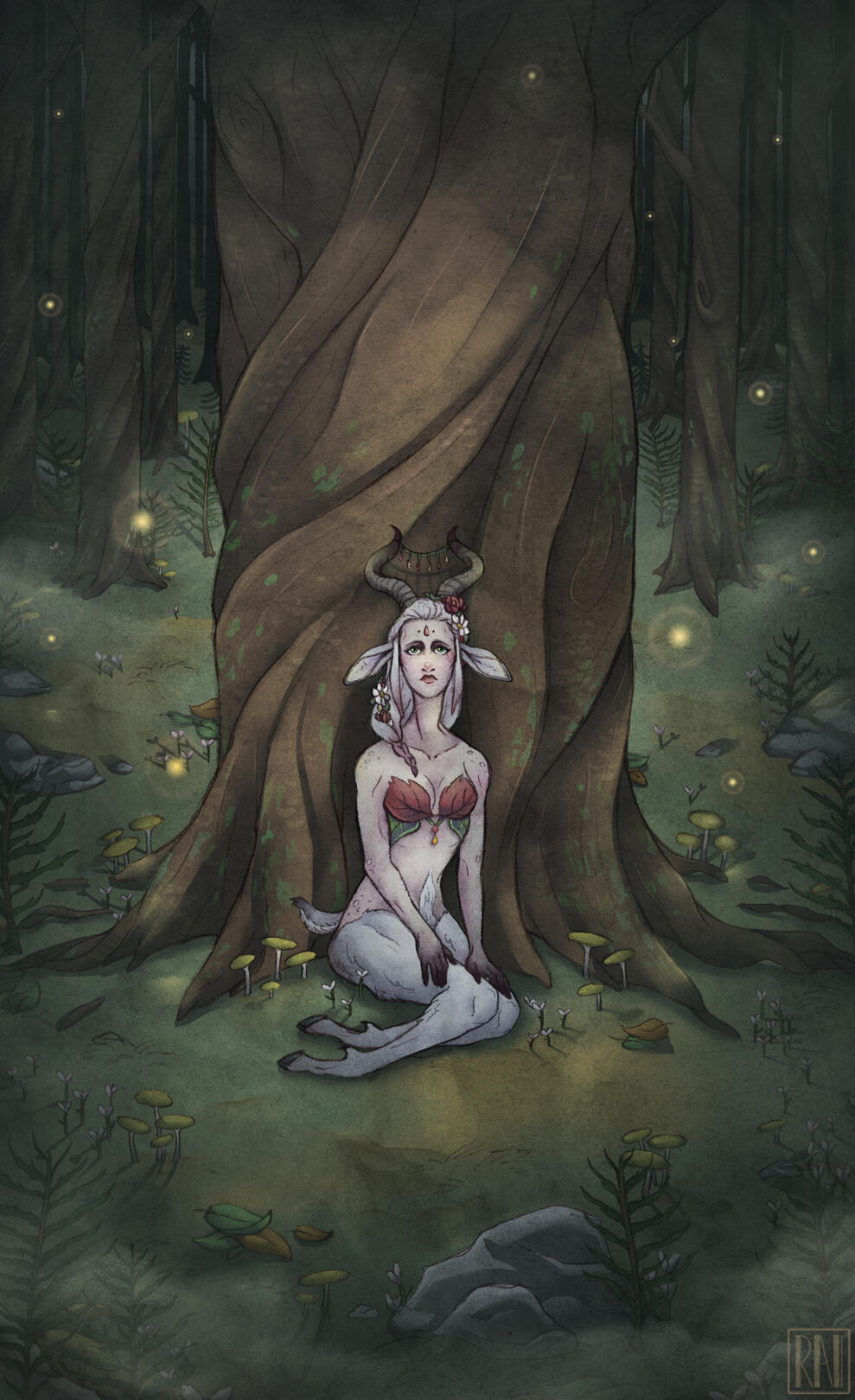 ‘Doe in the Woods.’ Graphite, Digital. 2018.