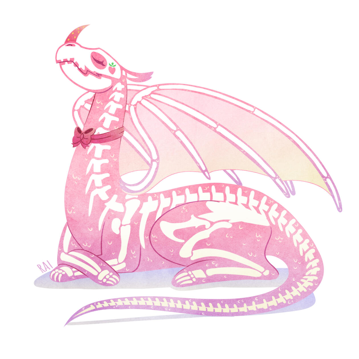 'Strawberry Skeleton Dragon.' Commissioned by Ni. Ink, Digital. 2018.