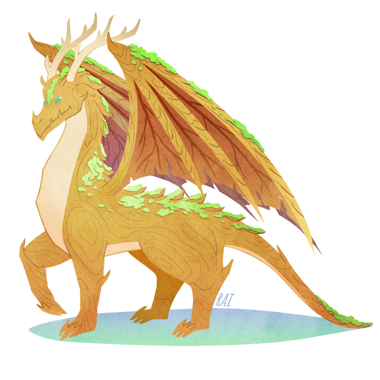 'Forest Dragon.' Commissioned by Dexter. Ink, Digital. 2018.