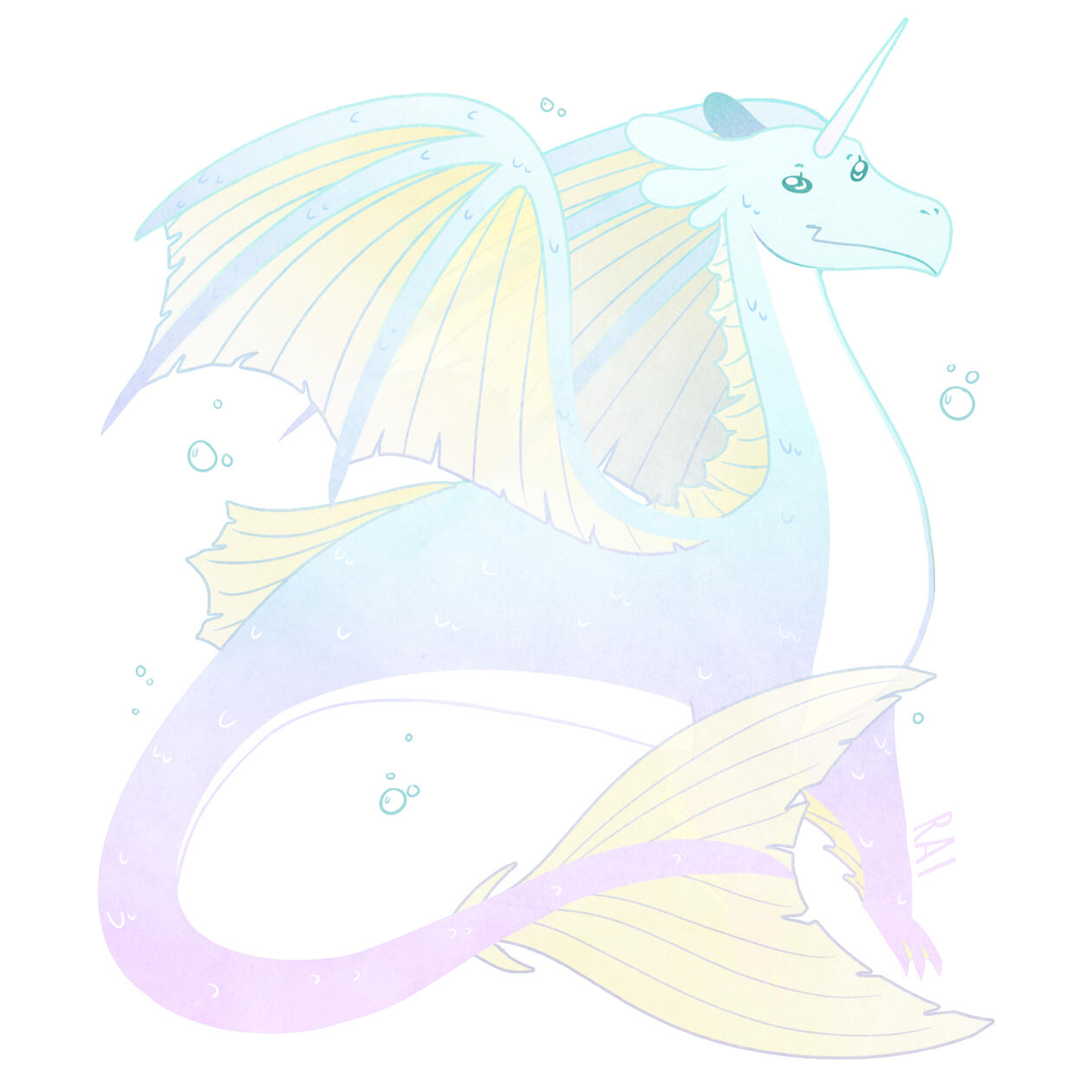 'Mermaid Dragon.' Commissioned by Graham Bryden. Ink, Digital. 2018.