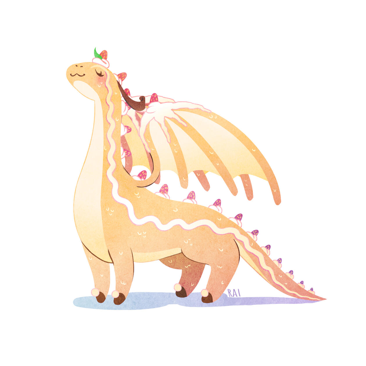 'Cake Dragon.' Ink, Digital. 2018.