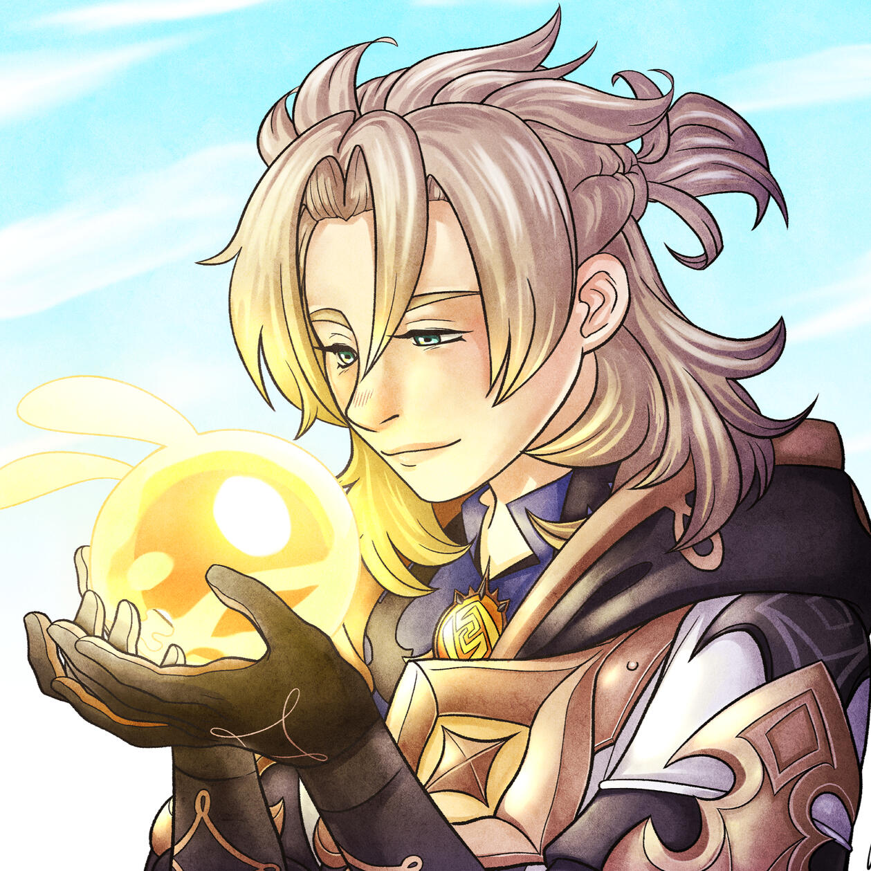 ‘Albedo.’ Genshin Impact. Commission for Ko Berube. Ink, Digital. 2021.