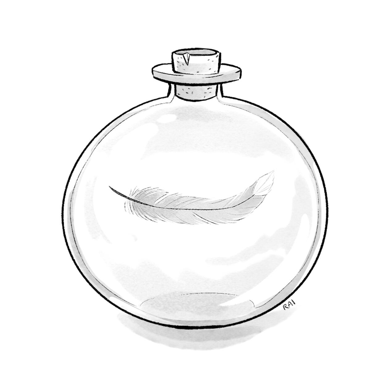 ‘Bottle.’ Ink, Digital. 2018.