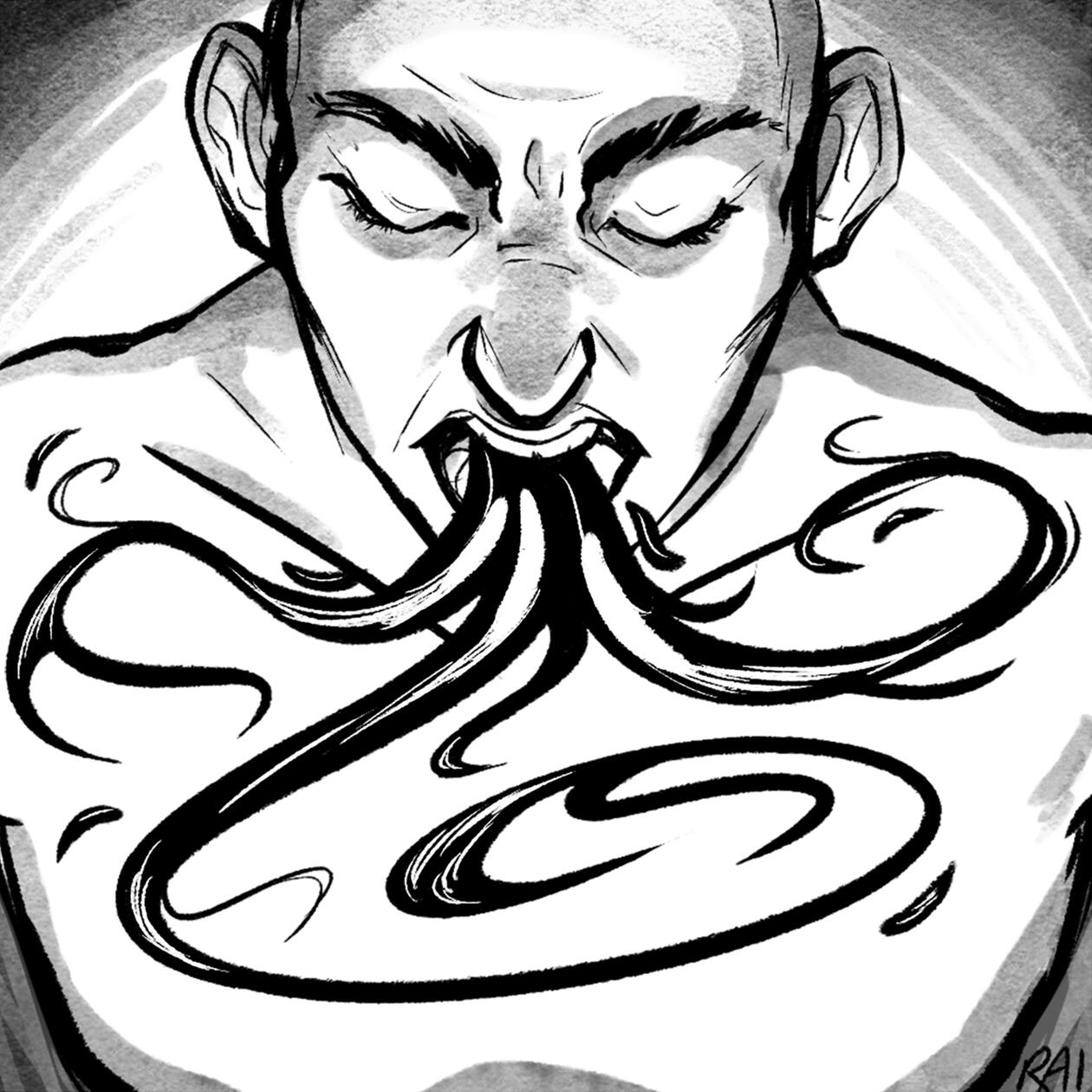 ‘Roasted.’ Ink, Digital. 2018.