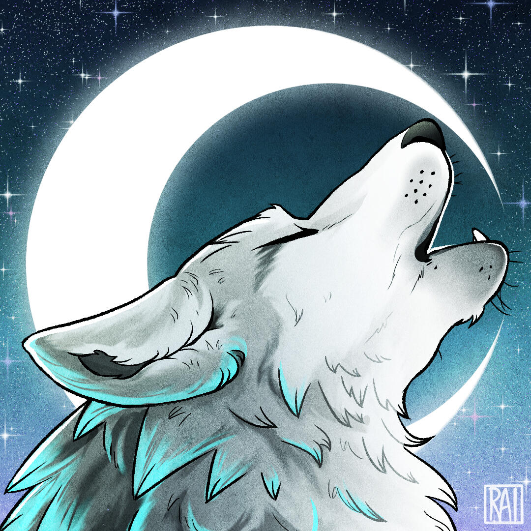 ‘Howl.’ Commission for TornRose on Twitch. Ink, Digital. 2021.