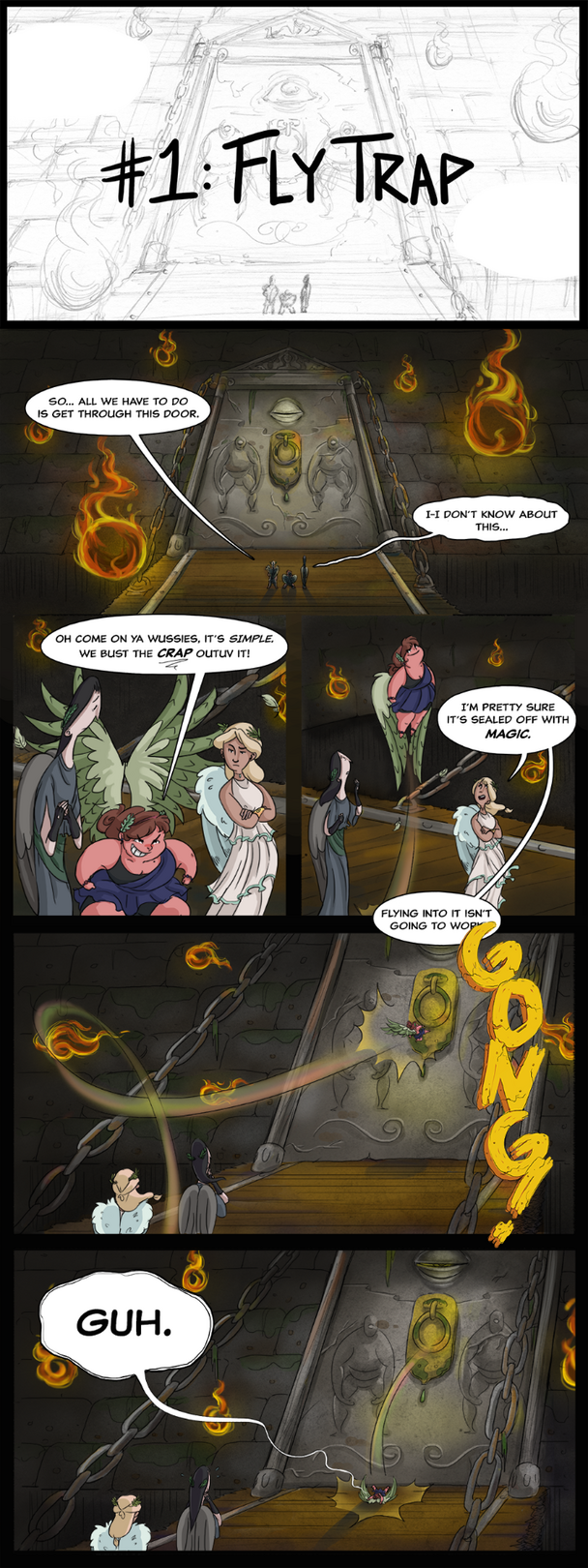 'Fly Trap, Page 1.' THE ALATI CHRONICLES. Ink, Digital. 2016.