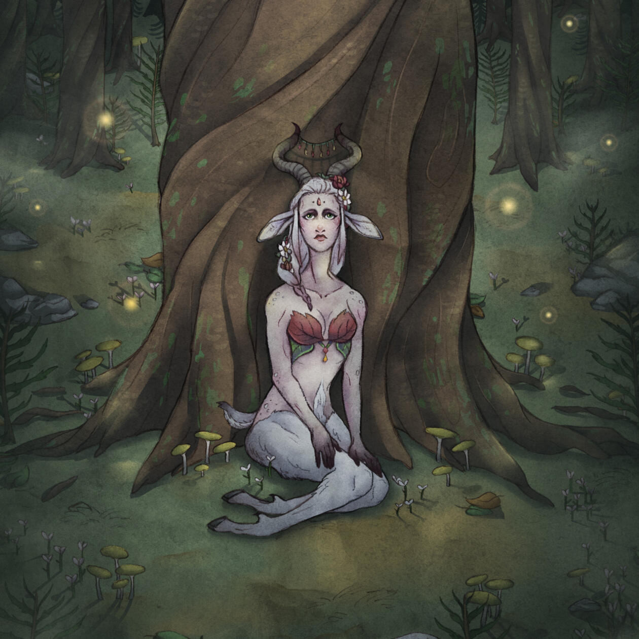 ‘Doe in the Woods.’ Graphite, Digital. 2018.